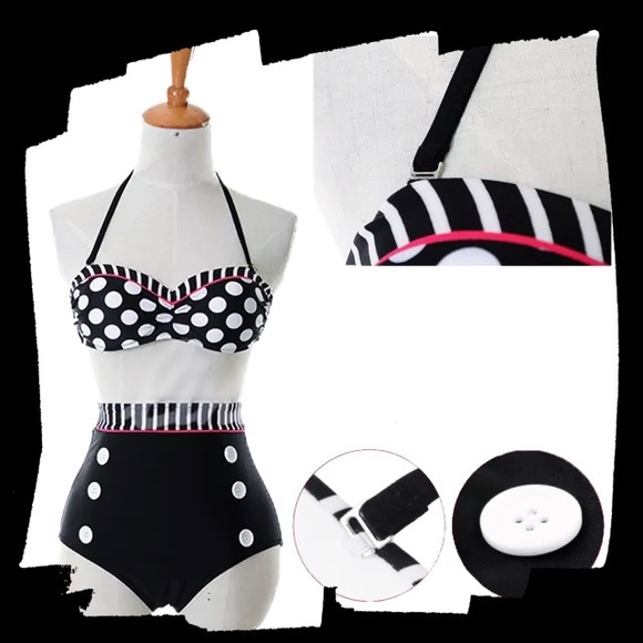 Retro Summer Polka Dot Fashion 2 Piece Swimsuit - Picture 3 of 5